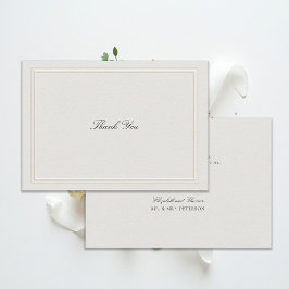Formale moderne klassische Hochzeit mit erhöhtem R Dankeskarte