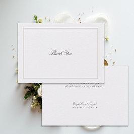 Formale moderne klassische Hochzeit mit erhöhter P Dankeskarte