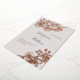 Formale moderne klassische Orchideen-Tux-Hochzeit Folieneinladung