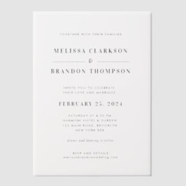Formale moderne minimalistische schwarze Typografi Pergament Einladungen
