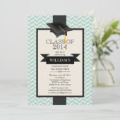 Formale moderne Zickzack Abschluss-Party Einladung (Stehend Vorderseite)