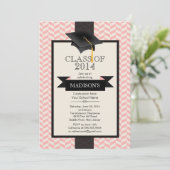 Formale moderne Zickzack Abschluss-Party Einladung (Stehend Vorderseite)