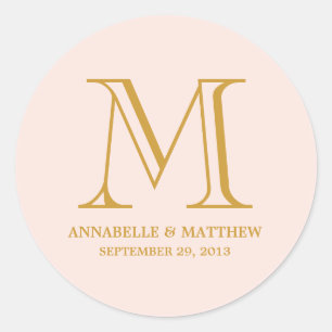 Formale Monogramm-Gastgeschenk Hochzeit Runder Aufkleber