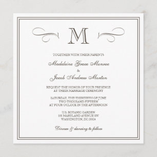 Formale Monogramm-Hochzeit Einladung