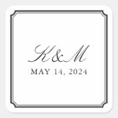 Formale Monogramm Quadratischer Aufkleber (Vorderseite)