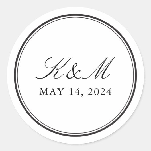 Formale Monogramm Runder Aufkleber (Vorderseite)
