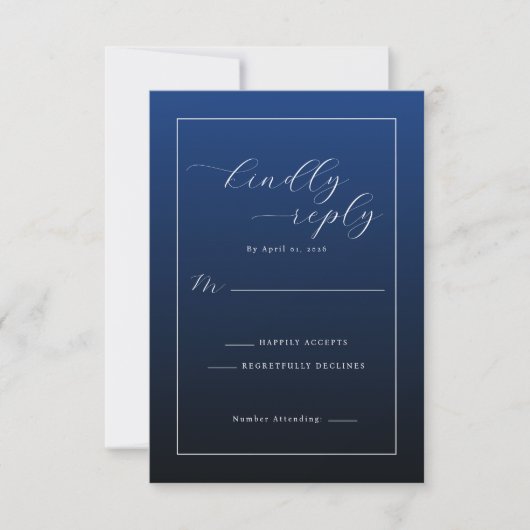 Formale Navy-Blue-RSVP-Karte RSVP Karte (Vorderseite)