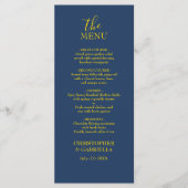 Formale Navy- und Gold-Hochzeit Menükarte (Vorderseite)