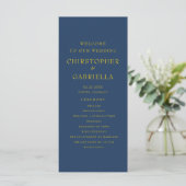 Formale Navy- und Gold-Hochzeit Programm (Stehend Vorderseite)