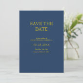 Formale Navy- und Gold-Hochzeit Save The Date (Stehend Vorderseite)
