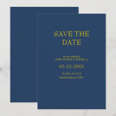 Formale Navy- und Gold-Hochzeit Save The Date (Vorne/Hinten)