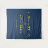 Formale Navy- und Gold-Hochzeit Wandteppich (Vorderseite (Horizontal))