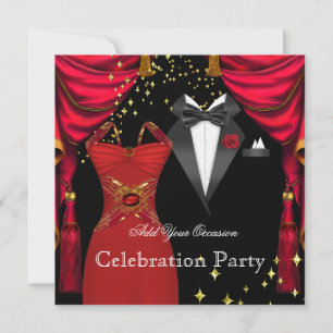 Formale Party Eleganter Smoking Rotes Kleid Event  Einladung