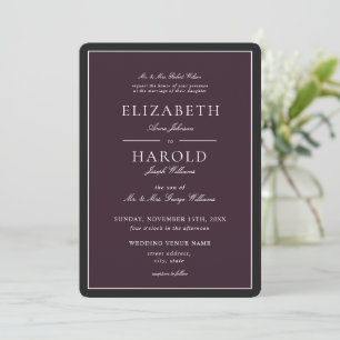 Formale Pflaumen Hochzeit Klassische Acryl-Hochzei Einladung