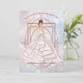 Formale Rosa und Gold Updo Einladung (Stehend Vorderseite)