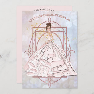 Formale Rosa und Gold Updo Einladung