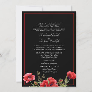 Formale rote und schwarze Hochzeitseinladung mit f Einladung
