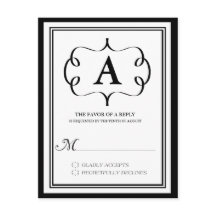 Formale RSVP-Karte für Monogramm in Schwarz