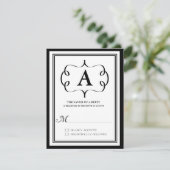 Formale RSVP-Karte für Monogramm in Schwarz RSVP Karte (Stehend Vorderseite)