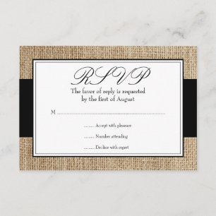 Formale rustikale Leinwand-Schwarz-Wartekarte RSVP Karte