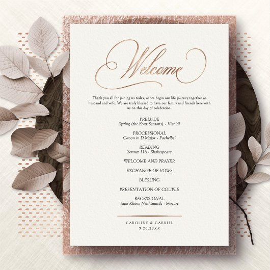Formale Schrift Kalligrafie Hochzeitsprogramm Folieneinladung