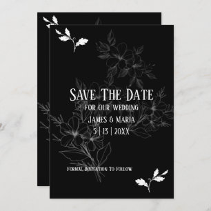 Formale Schwarz/Weiß-Flachkarte Save the Date