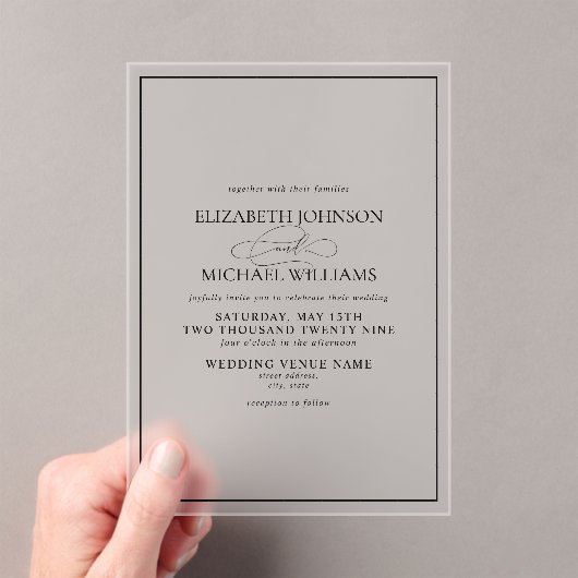 Formale Schwarz-Weiß-Klassik-Skriptereihe Acryleinladungen (Insitu (Handheld))