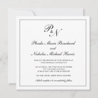 Formale Schwarz-Weiß-Monogramm-Hochzeit