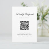Formale Schwarz-Weiß-QR-Code-Monogramm-Hochzeit RSVP Karte (Stehend Vorderseite)