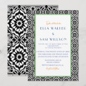 Formale Schwarz-Weiß-Tile-Hochzeit Einladung (Vorne/Hinten)