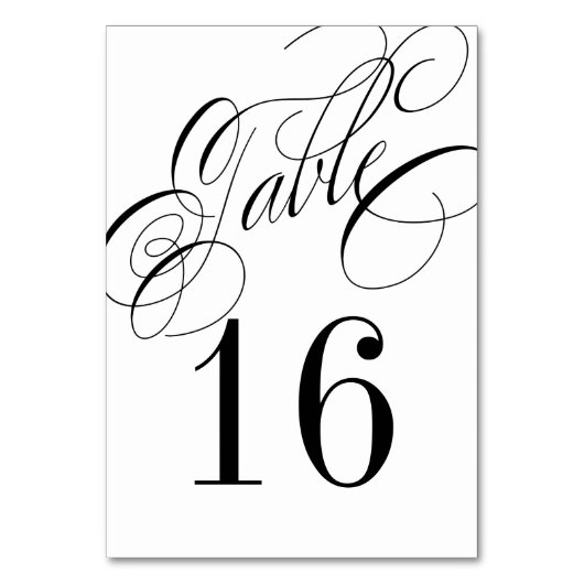 Formale Schwarz-Weiß-Tischnummer-Karte - Bestellun Tischnummer (Rückseite)