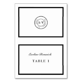Formale Schwarz-weiße faltbare Platzkarte Tischnummer