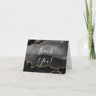 Formale schwarze Achat-Gold-Glitter-Hochzeit Dankeskarte