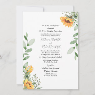 Formale Sonnenblumen-Hochzeit mit beiden Eltern au Einladung