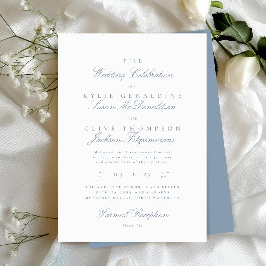 Formale traditionelle Elegant Classic Dusty Blue Einladung