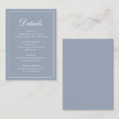 Formale traditionelle Elegant Dusty Blue Wedding Begleitkarte (Vorne/Hinten)