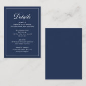 Formale traditionelle Elegant Navy Blue Wedding Begleitkarte (Vorne/Hinten)