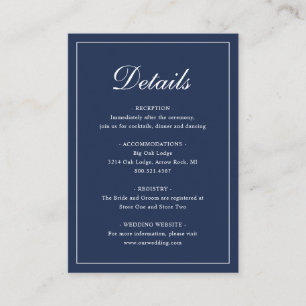 Formale traditionelle Elegant Navy Blue Wedding Begleitkarte