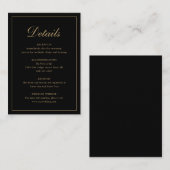 Formale traditionelle Hochzeit in Schwarz und Gold Begleitkarte (Vorne/Hinten)
