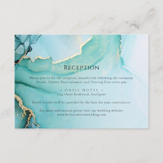 Formale türkisfarbene und schwarze Hochzeitsnacht Begleitkarte (Vorderseite)