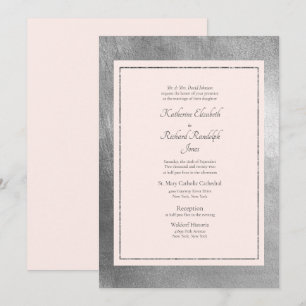 Formale und elegante Hochzeit - Rosa und Silber Ei Einladung