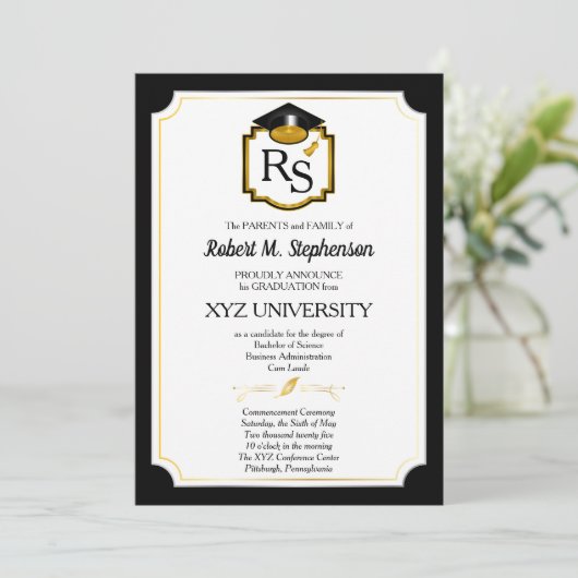 Formale Uni | Abschluss der Universität Einladung (Stehend Vorderseite)