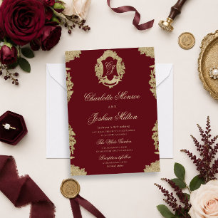 Formale Vintage-Hochzeitseinladung mit Monogramm Einladung