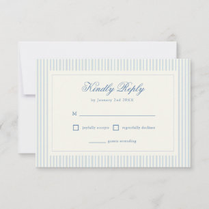 Formale, vornehme französische blaue Streifen RSVP Karte