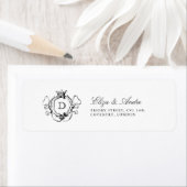 Formale Wappen Monogramm-Rücksendeadressen-Aufkleb (Insitu)