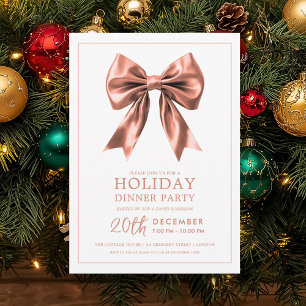 Formale Weihnachtsdinner-Party Rose-Gold Satin-Sch Einladung