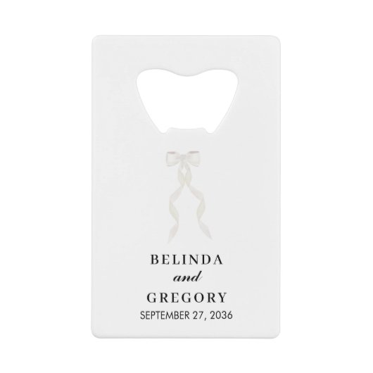 Formale weiße Schleifenband elegante Hochzeit Geldbeutel Flaschenöffner (Vorderseite)