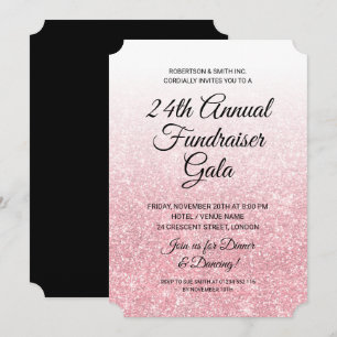 Formaler Corporate Fundraiser Rose Gold Glitter Einladung