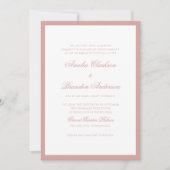 Formaler Dusty Rose-Rahmen-Script-Hochzeits-QR-Cod Einladung (Vorderseite)
