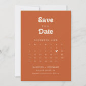 Formaler einfacher Terrakotta-QR-Code-Kalender Save The Date (Vorderseite)